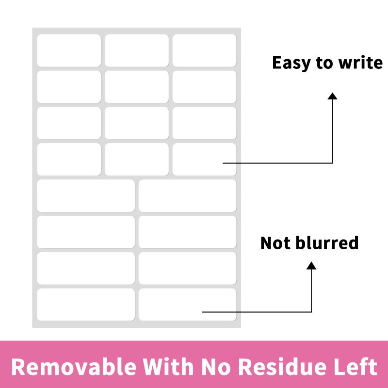 STARLIBOO White Removable Labels, Removable Colored Labels Stickers, Self-Adhesive Rectangular Stickers Water/Oil/Tear Resistant for Storage/Classroom/Home (2 Size, 300 Labels) - Image 3